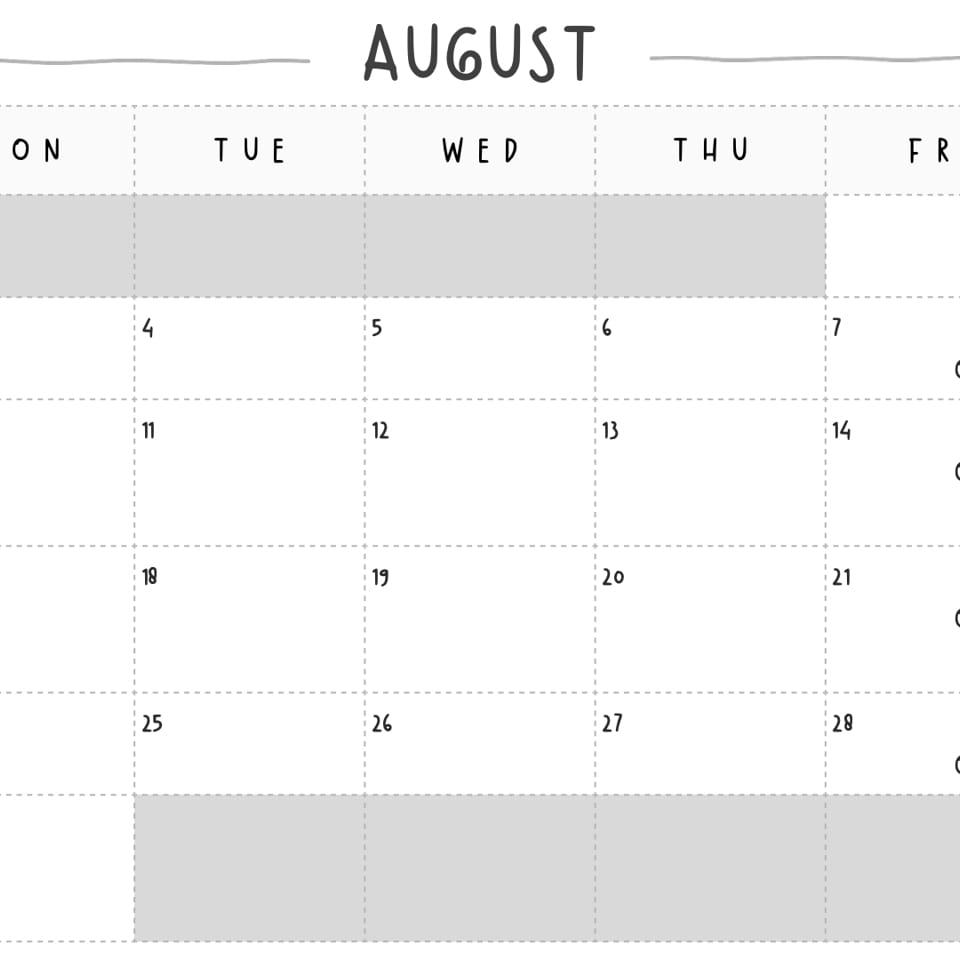 August 2026 calendar with events like Paint Day, Volleyball Tourney, and Car Show.